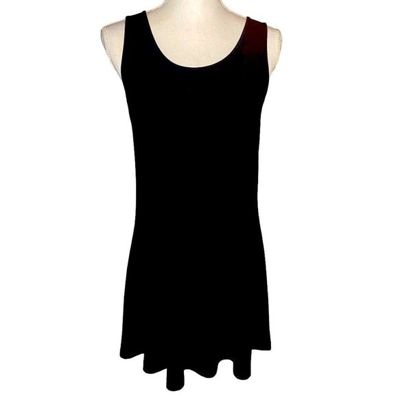 Sun Kim Wm’s Sz XS Black Stretch Jersey Sleeveless A-Line Tunic Lagenlook Dress - Picture 1 of 4